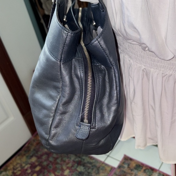 Coach  Lexy shoulder bag  Satchel  leather  metallic Steel blue  pristine 3 Comp - Picture 11 of 15